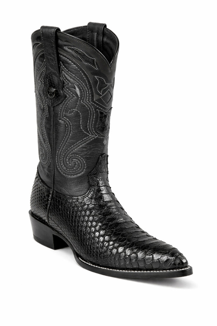 Python Skin Yellow Gold J Toe Boots for Men