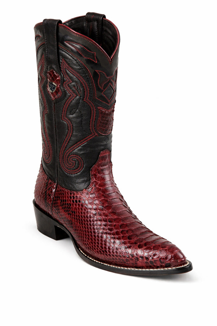 Python Skin Yellow Gold J Toe Boots for Men