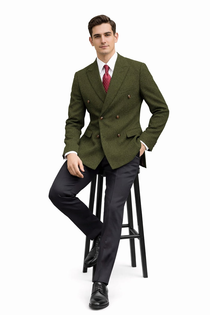 Mens Dark Green Winter Blazer - Hunter Sport Coat jacket Modern Fit 2 Buttons Style Notch