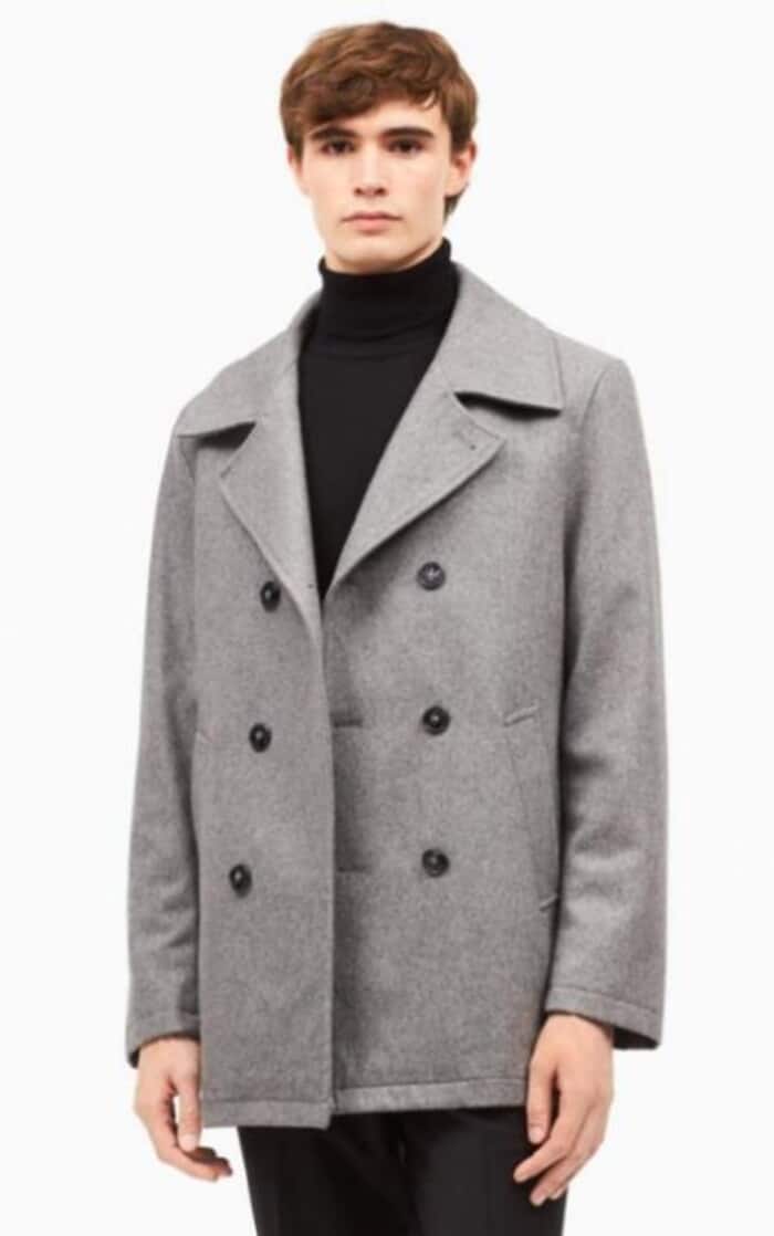 Men's Wool Car Coat with Welt Slash Pockets