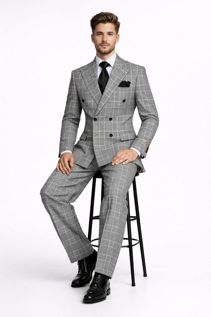 Rossiman Plaid Wool Suit with Baggy Trousers