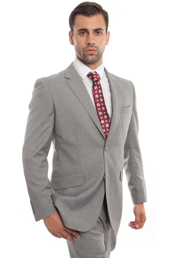 Mens Zegarie Brand Men's Designer Two Button Modern Fit Wool Suit in Light Grey