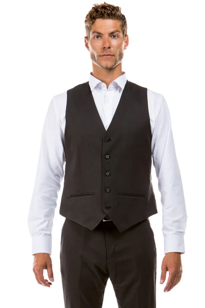 Mens Zegarie Brand Men's Designer Wool Suit Separate Vest in Charcoal Grey