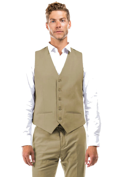 Mens Zegarie Brand Men's Designer Wool Suit Separate Vest in Tan
