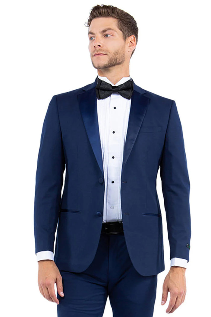 Mens Zegarie Brand Men's Modern Fit One Button Peak Lapel Tuxedo Separates Jacket in Navy with Navy Lapel