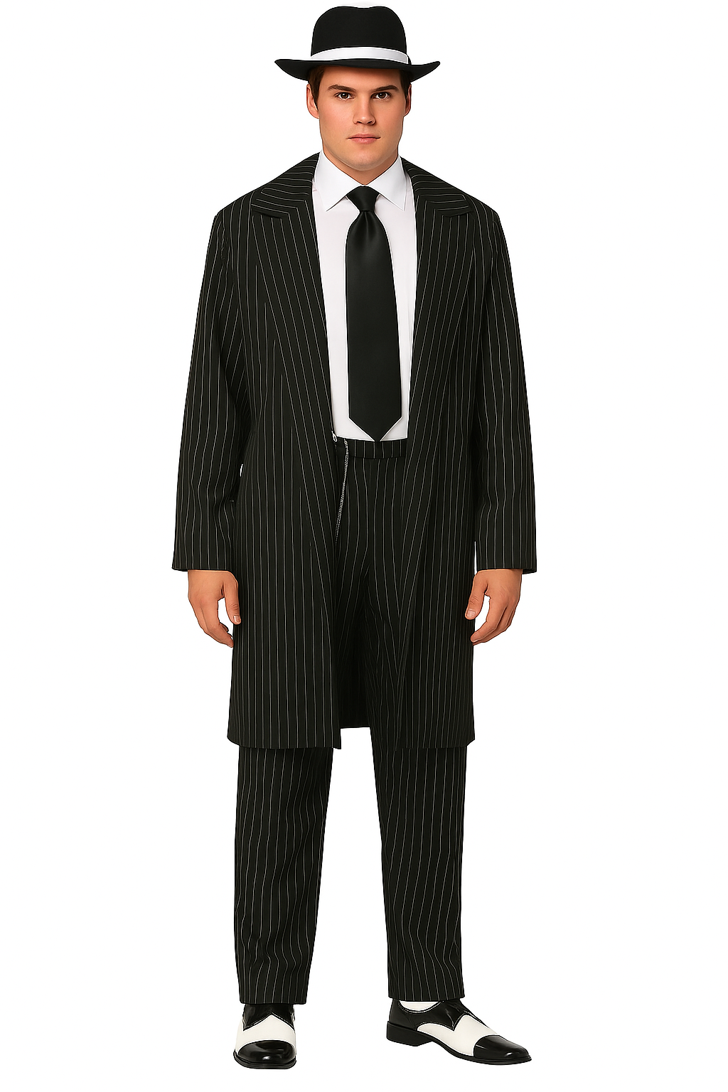 Zoot Suit Costume Black and White - 1940s Inspired Pinstripe