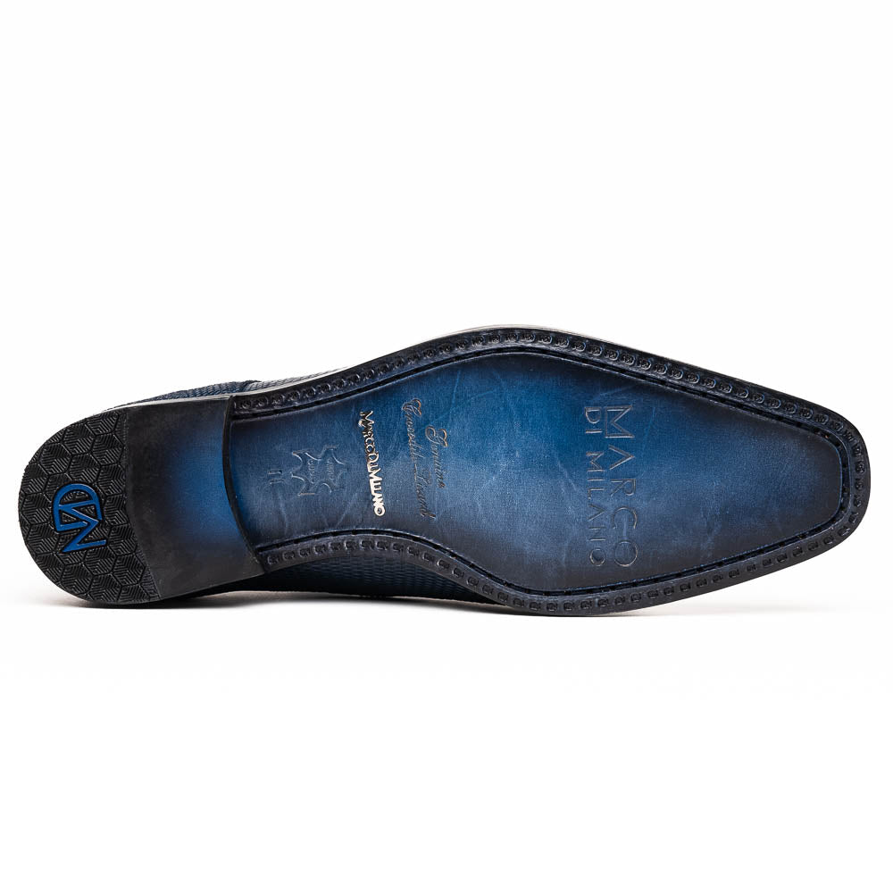 Marco Di Milano Merida Navy Lizard & Caiman Crocodile Oxfords Shoes