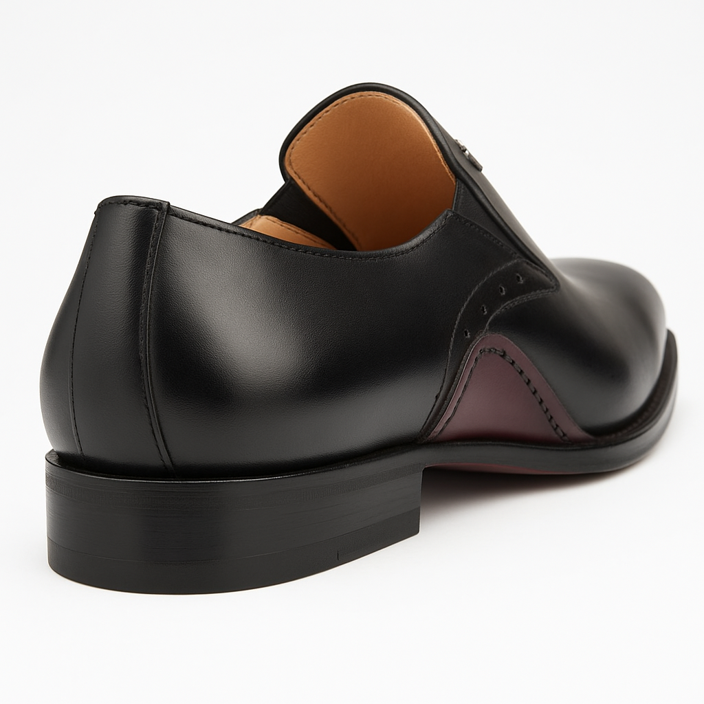 Patina Calfskin Black Double Gore Slip-ons by Mezlan