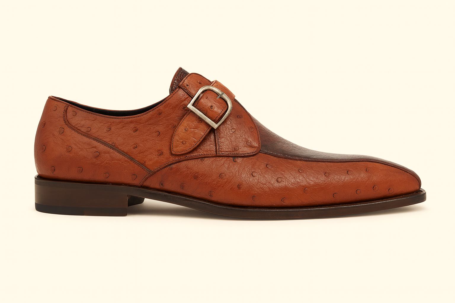 Mezlan Full Quill Ostrich Monk Strap Shoes