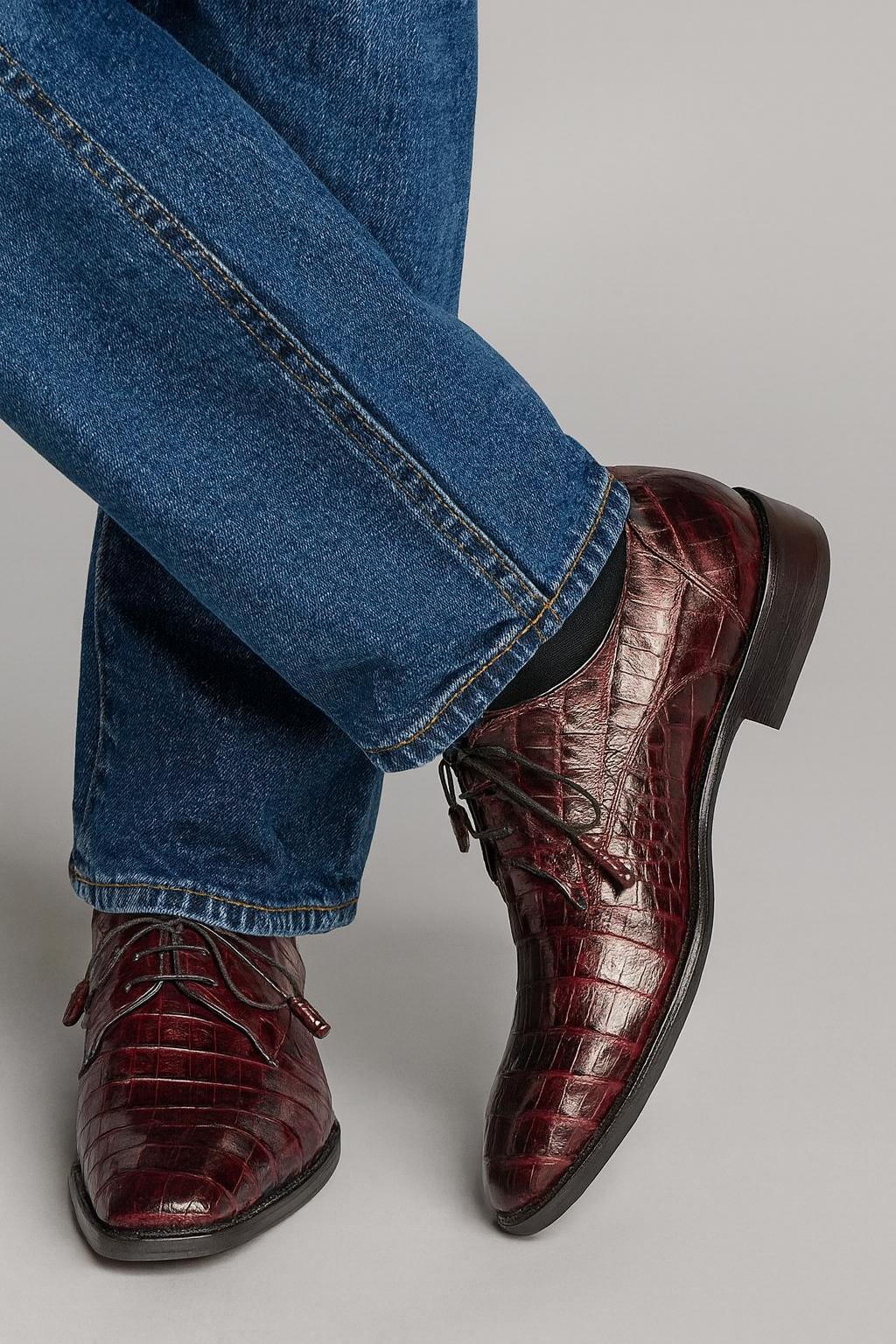 Mezlan Anderson Burgundy Crocodile Shoes
