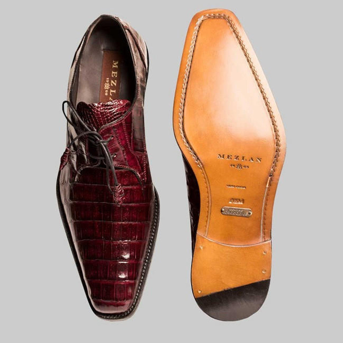 Mezlan Anderson Burgundy Crocodile Shoes
