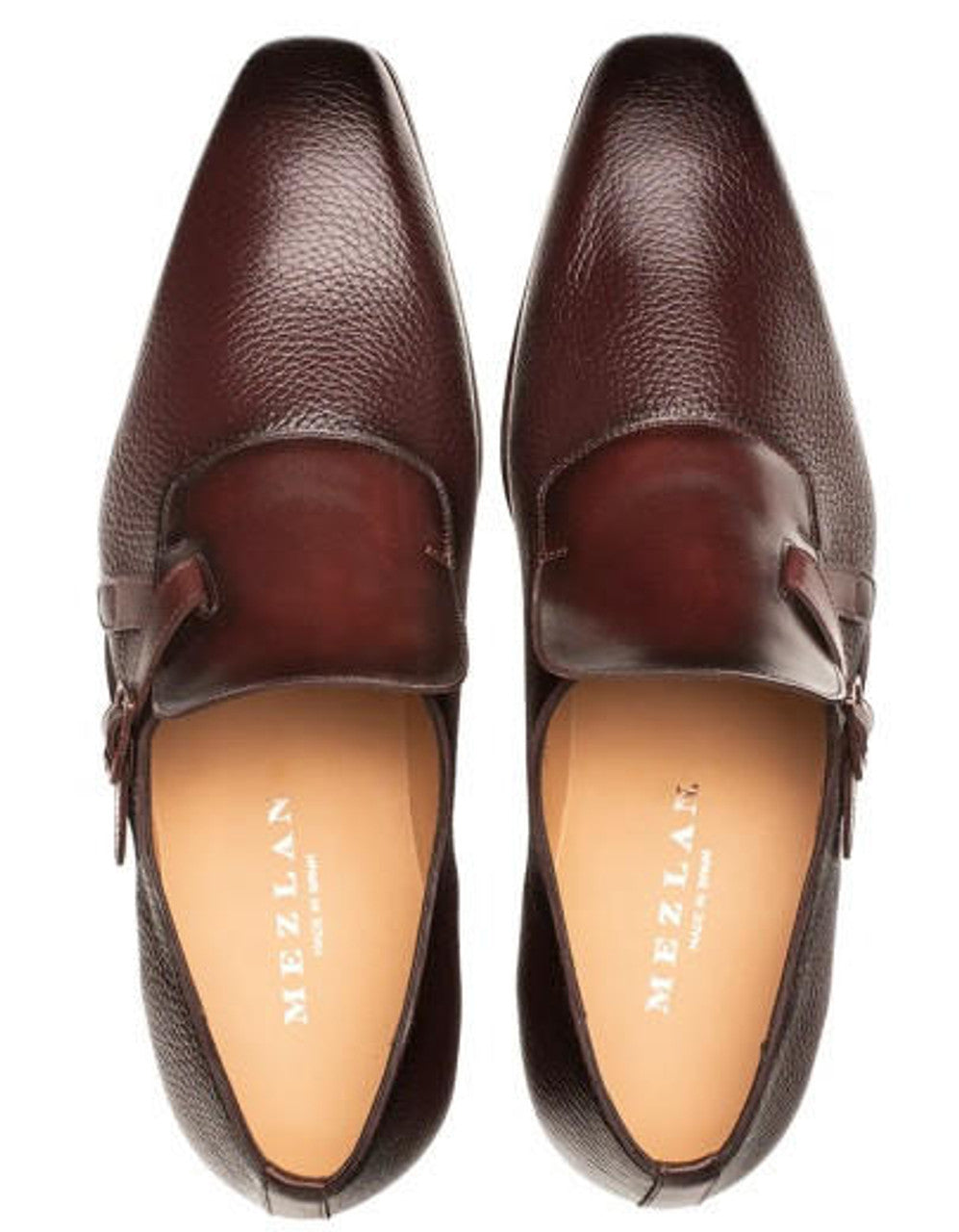 Mezlan Deerskin Burgundy Chocolate Strap Slip-Ons