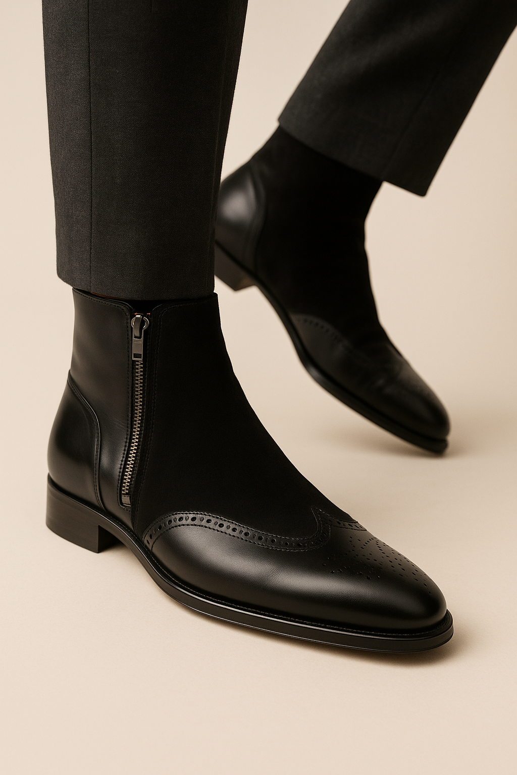 Men's Camilleri Calf/Suede Black Zip Boot Mezlan