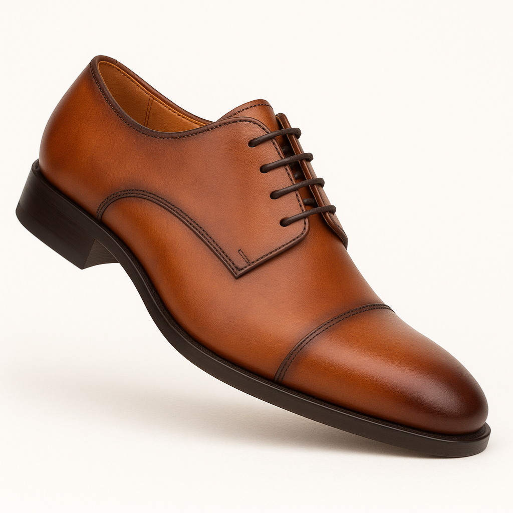 Mezlan Republic Calfskin Cap Toe Blucher in Tan