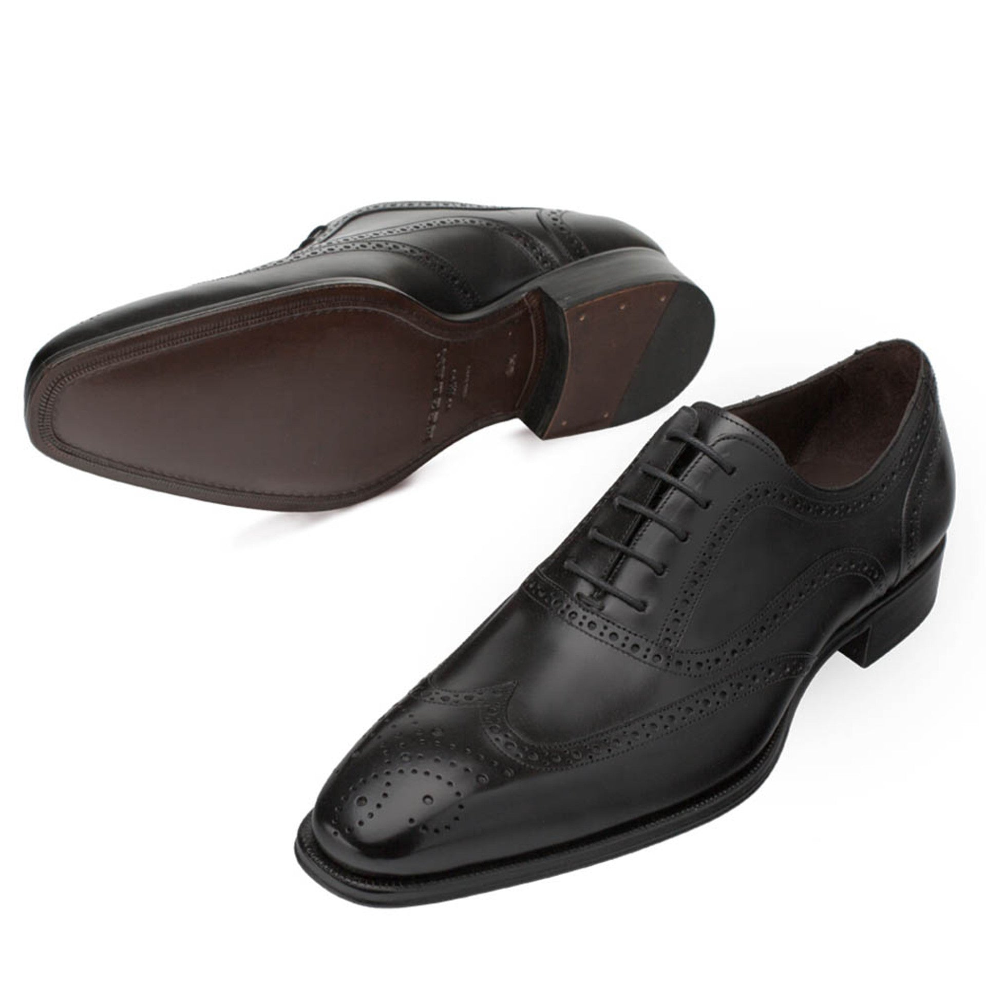 Mezlan Ugalde Calfskin Black Wing Tip Oxford Shoes