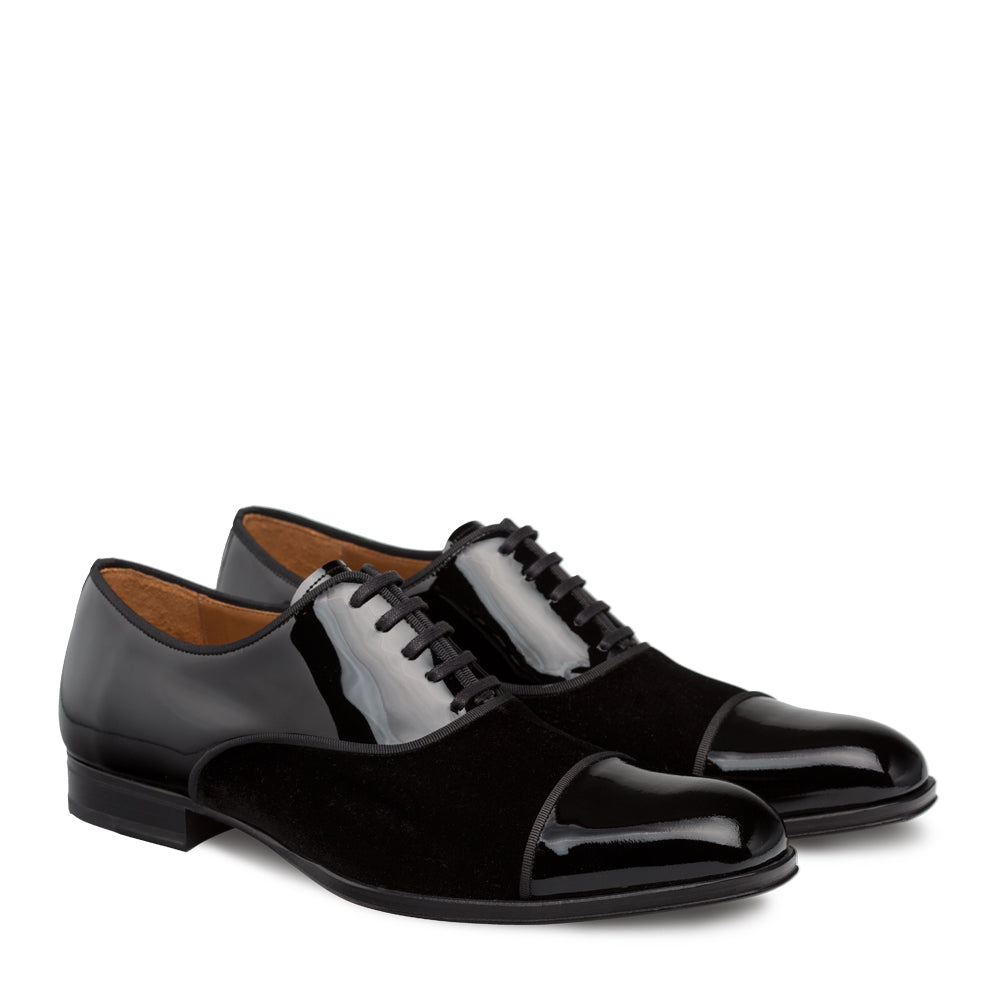 Mens Mezlan Pio Formal Patent Calf & Velvet Dress Tuxedo Shoe in Black - LAST CALL 10