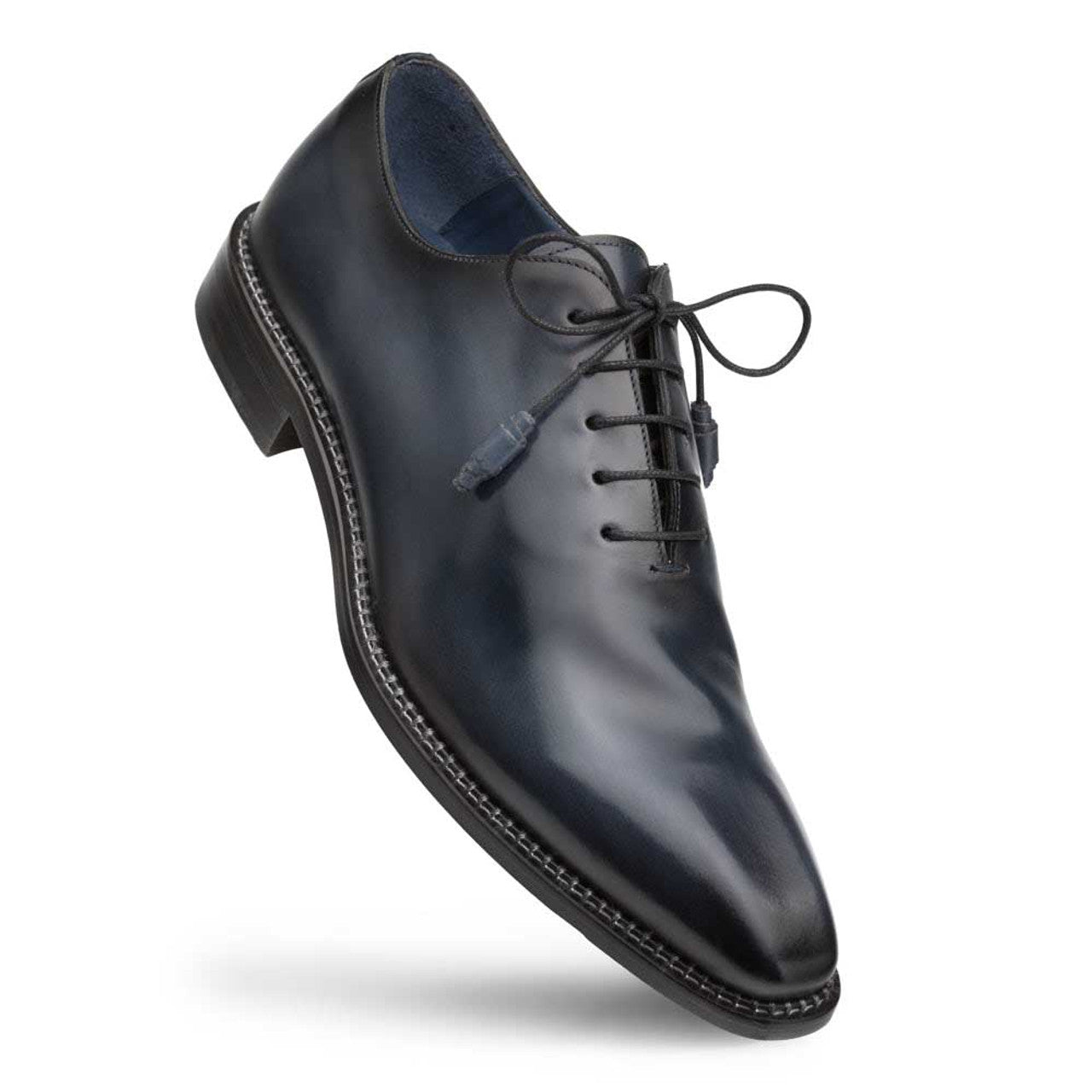 Mezlan Enterprise Blue Calfskin Plain Toe Shoe