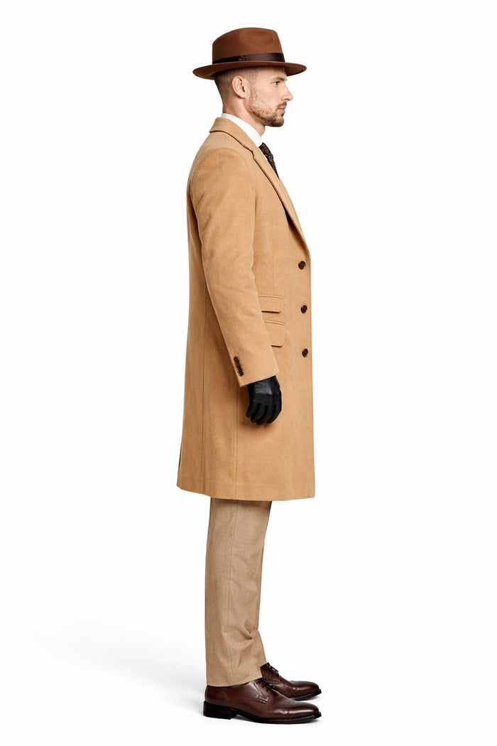 Michael Gray Tan Suit & Camel Overcoat Costume