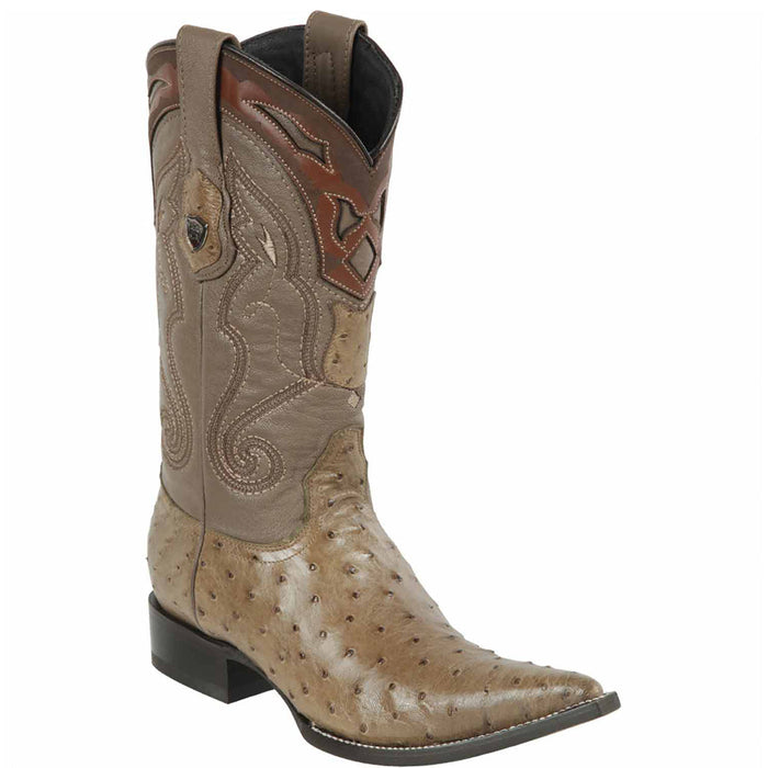Mink ostrich pointed cowboy boot