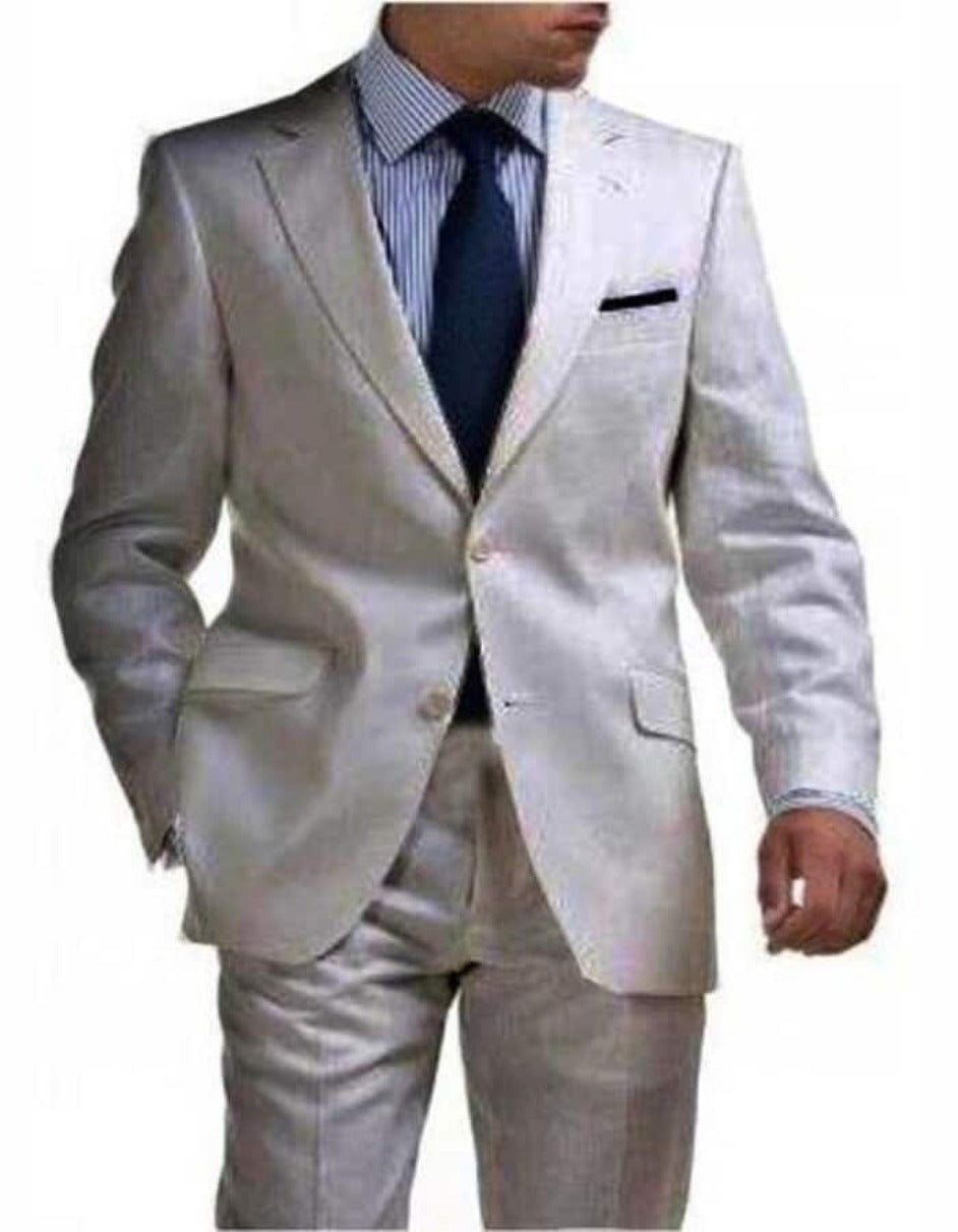 Men’s Silver Linen Suit for Summer Weddings