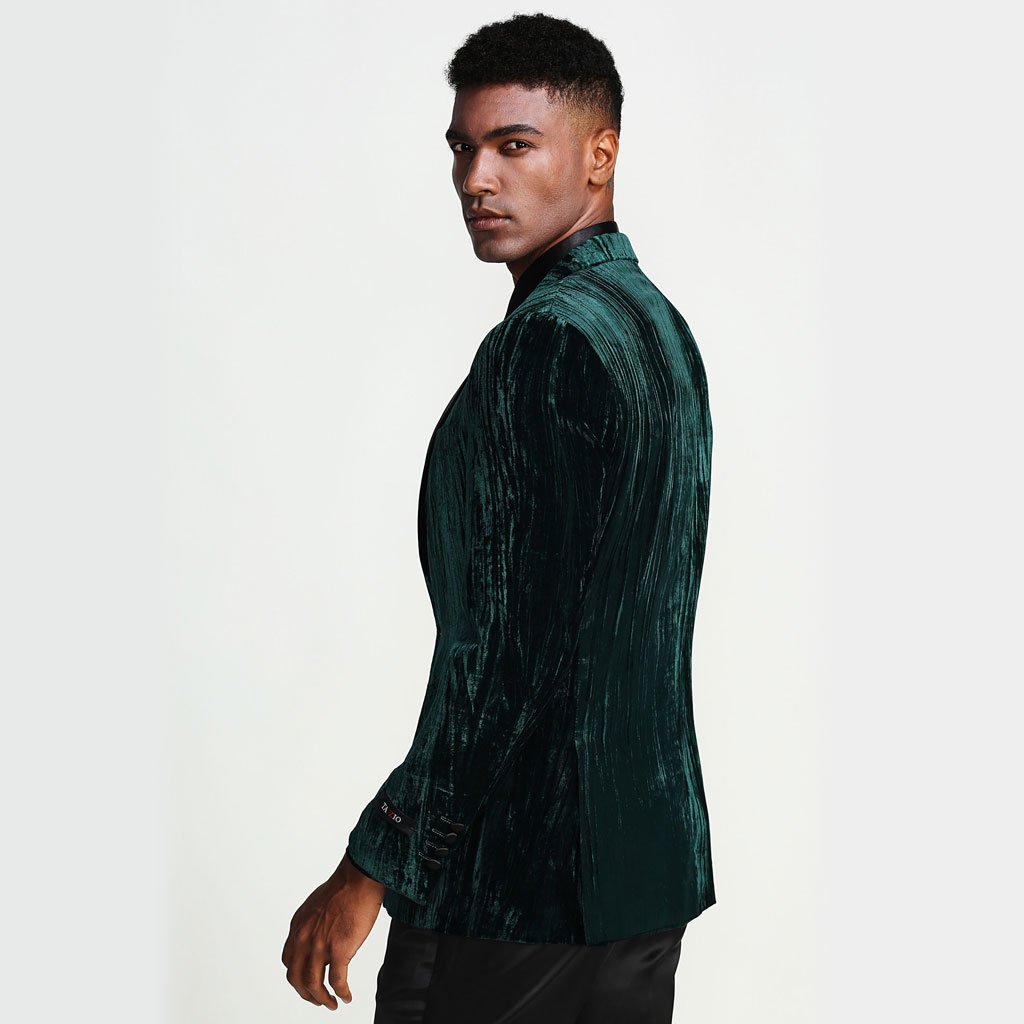 Hunter Green Pattern Tuxedo Jacket with Peak Lapel – Wedding & Prom