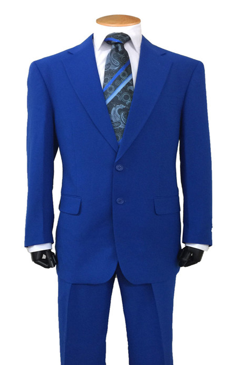 Men's Royal Blue 2-Button Polyester Suit