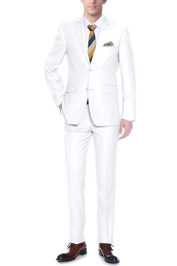 Men's Classic Two Button White Suit