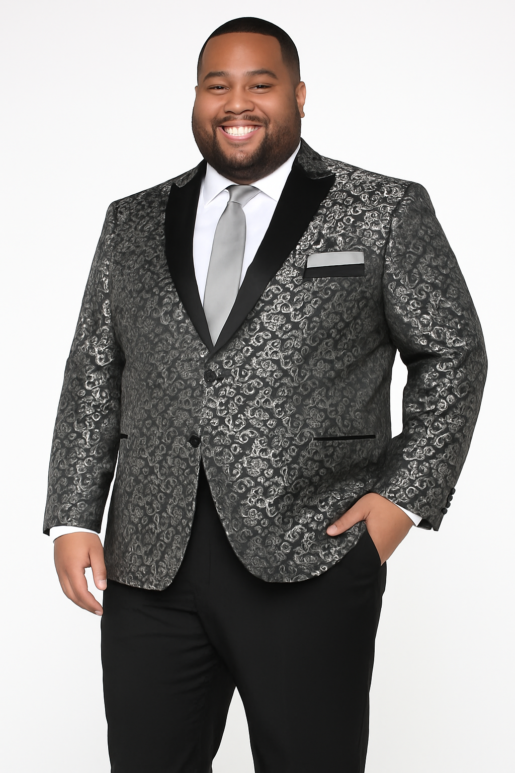 Paisley Blazer - Silver Tuxedo - Dinner Jacket - Prom Tuxedo