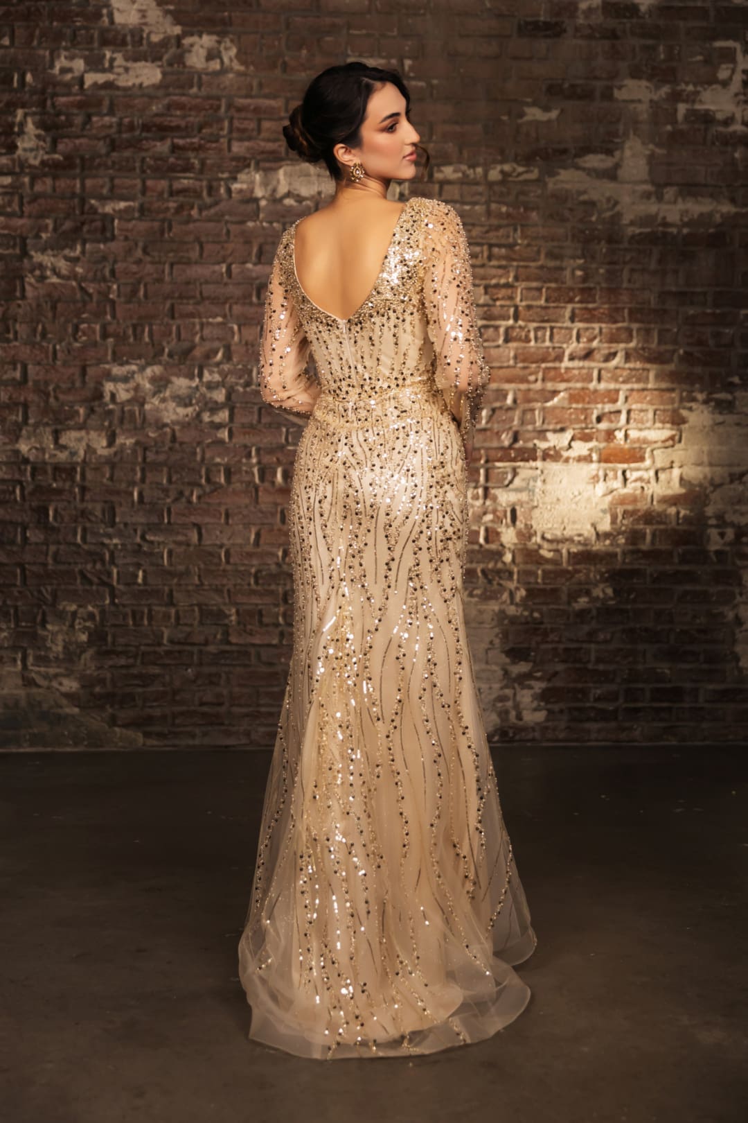 Mother Of The Bride Dress 3/4 Sleeves Mesh Gown By Royal Queen RQ8174