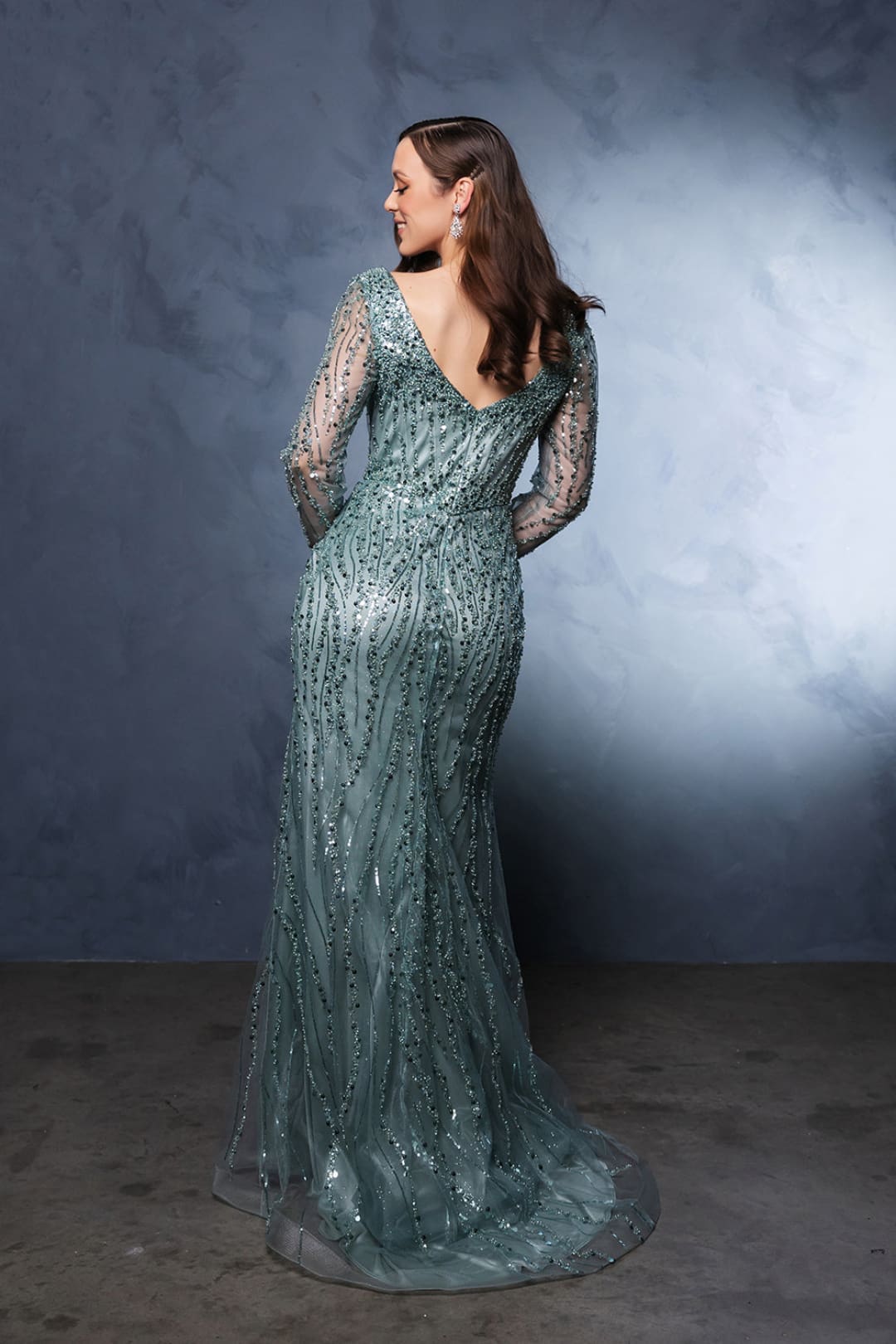 Mother Of The Bride Dress 3/4 Sleeves Mesh Gown By Royal Queen RQ8174