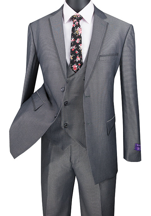 Birdseye Pattern Modern Fit 3 Piece Suit