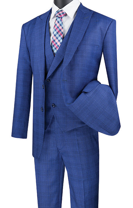 Blue Glen Plaid Modern Fit Peak Lapel Suit