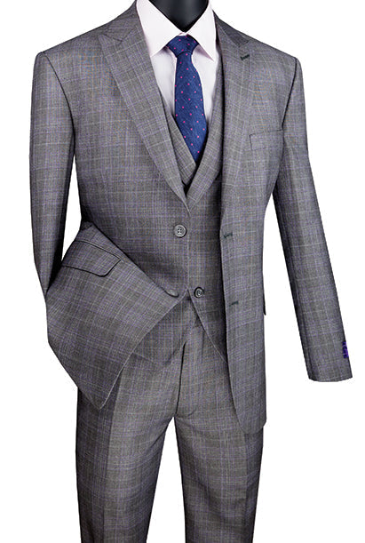 Gray Glen Plaid Modern 3 Piece Suit