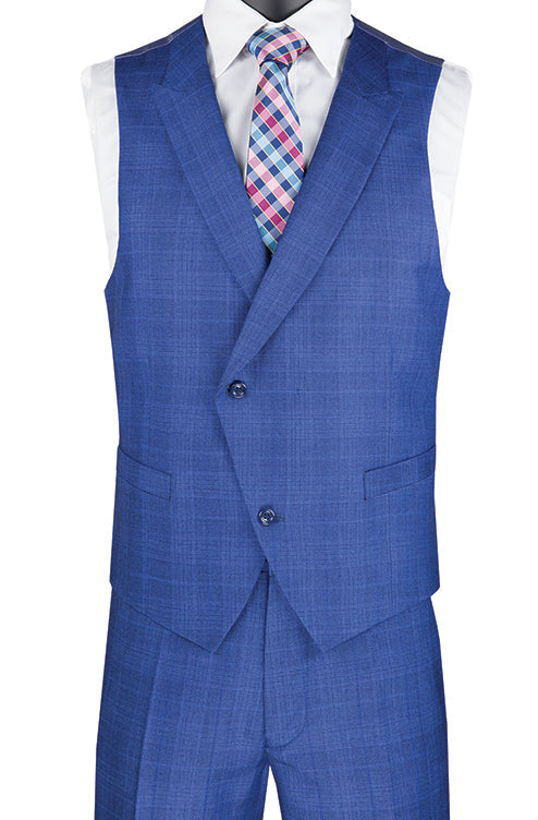 Blue Glen Plaid Modern Fit Peak Lapel Suit