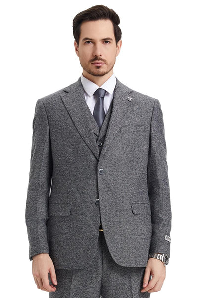 Stacy Adams Vintage Grey Herringbone Tweed Suit