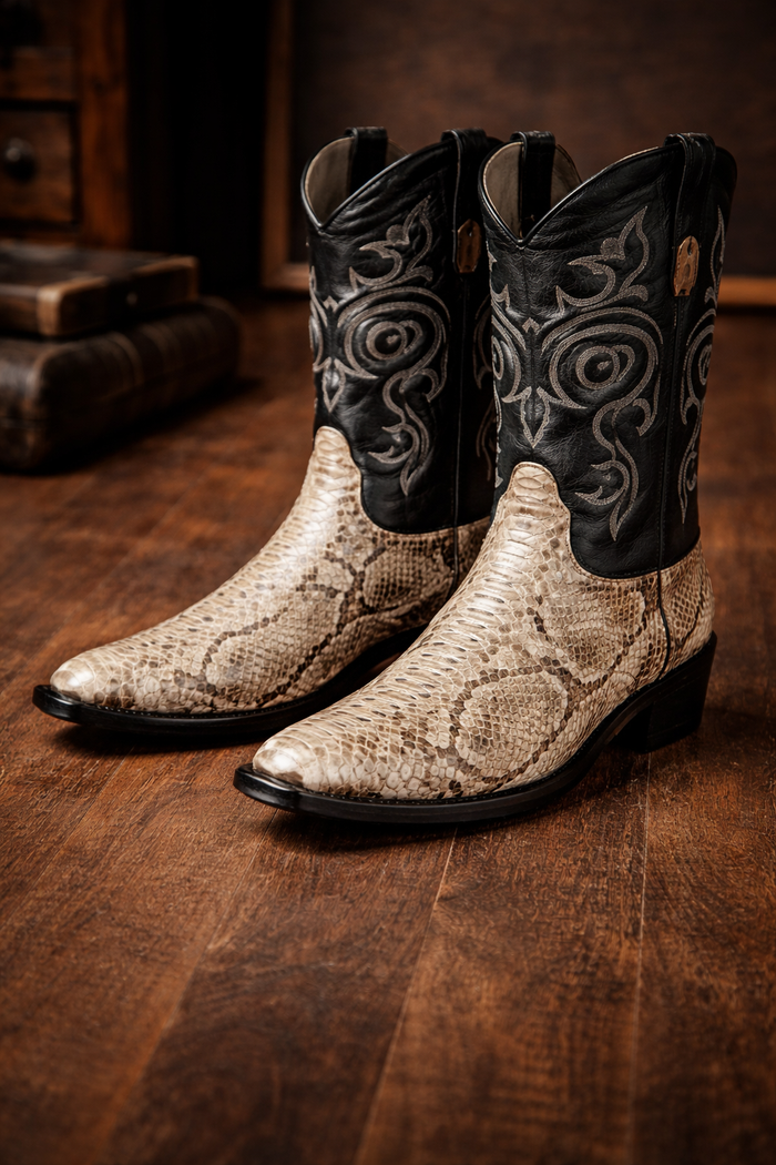 Natural Python Snip Toe Boots by Los Altos