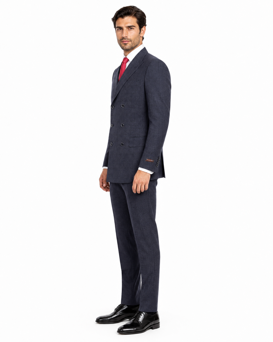 Navy 6 Buttons Double Breasted Suits 3 Piece Classic Fit Suit
