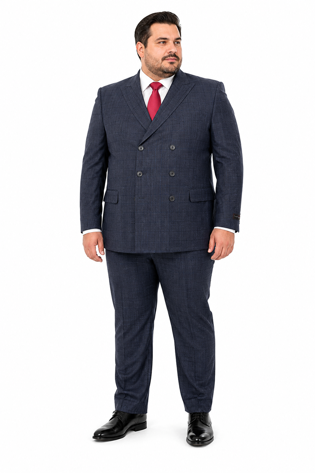 Navy 6 Buttons Double Breasted Suits 3 Piece Classic Fit Suit