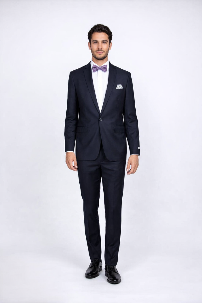 Navy Rossiman Rossi Slim Fit Peak Lapel Suit