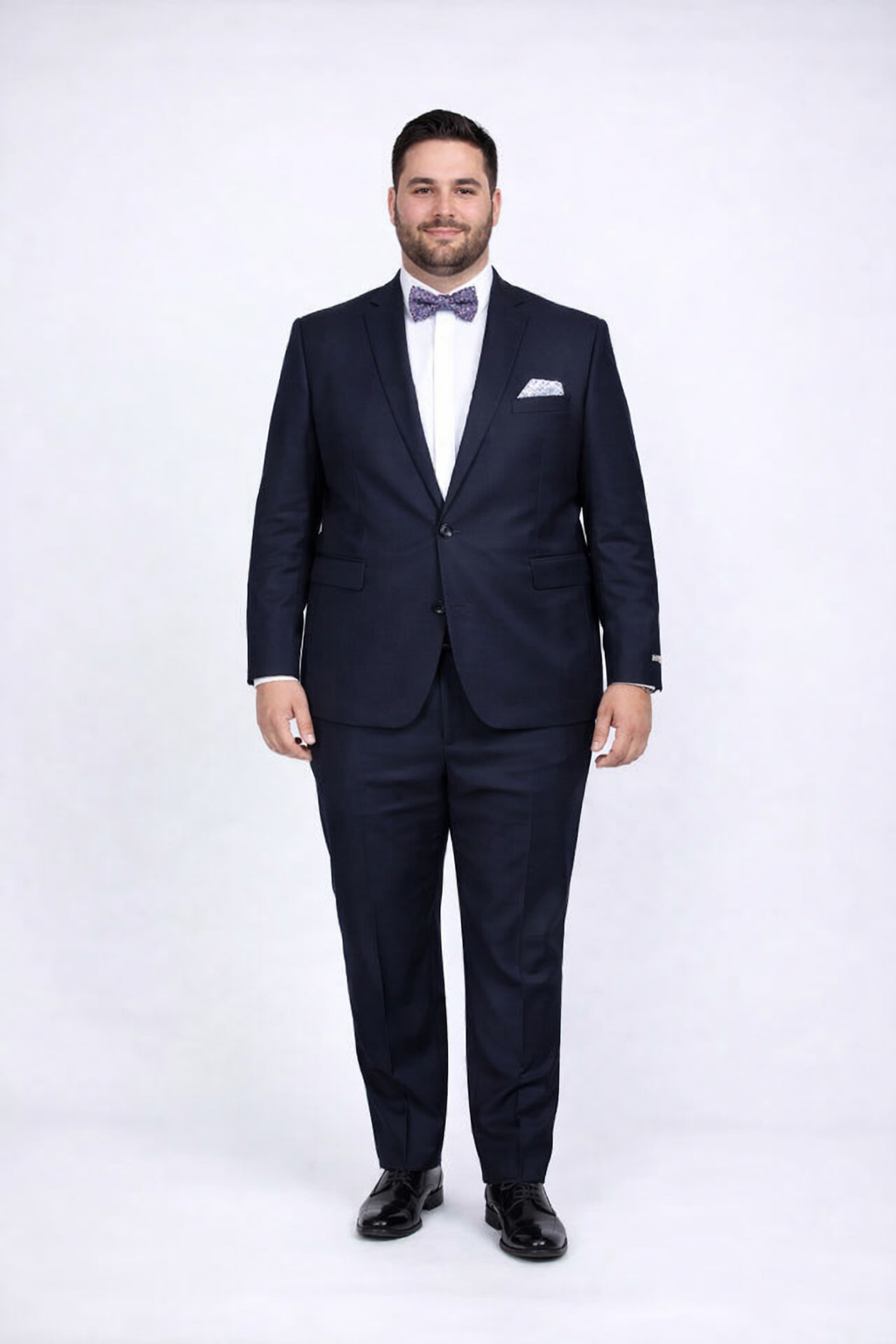 Rossiman Rossi Navy Blue Slim Fit Suit - Peak Lapel