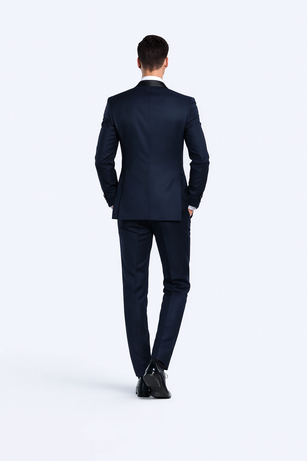 Navy Blue Slim Fit Tuxedo with Peak Framed Lapel – Wedding & Prom