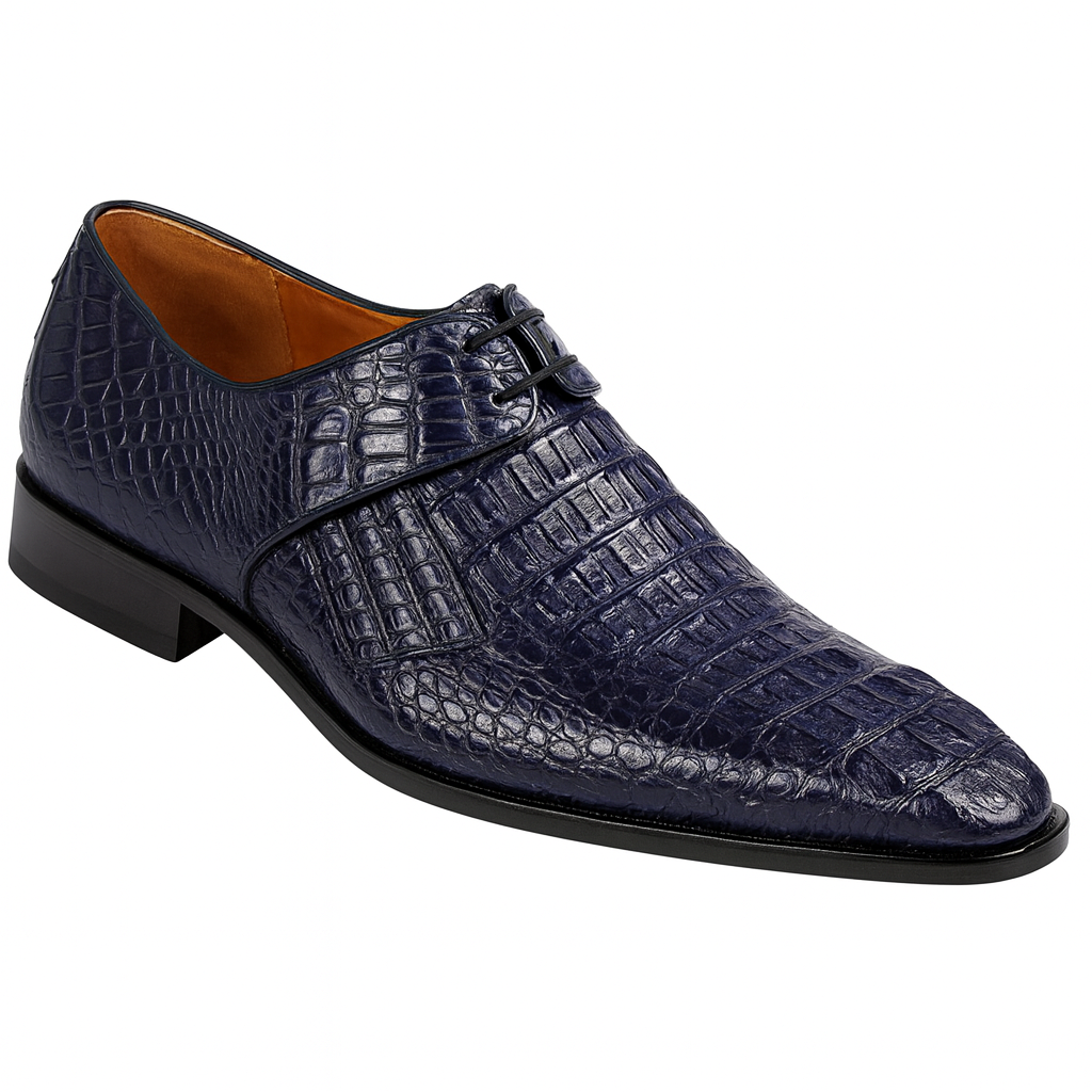 Navy Crocodile & Calfskin Slip-On Loafers
