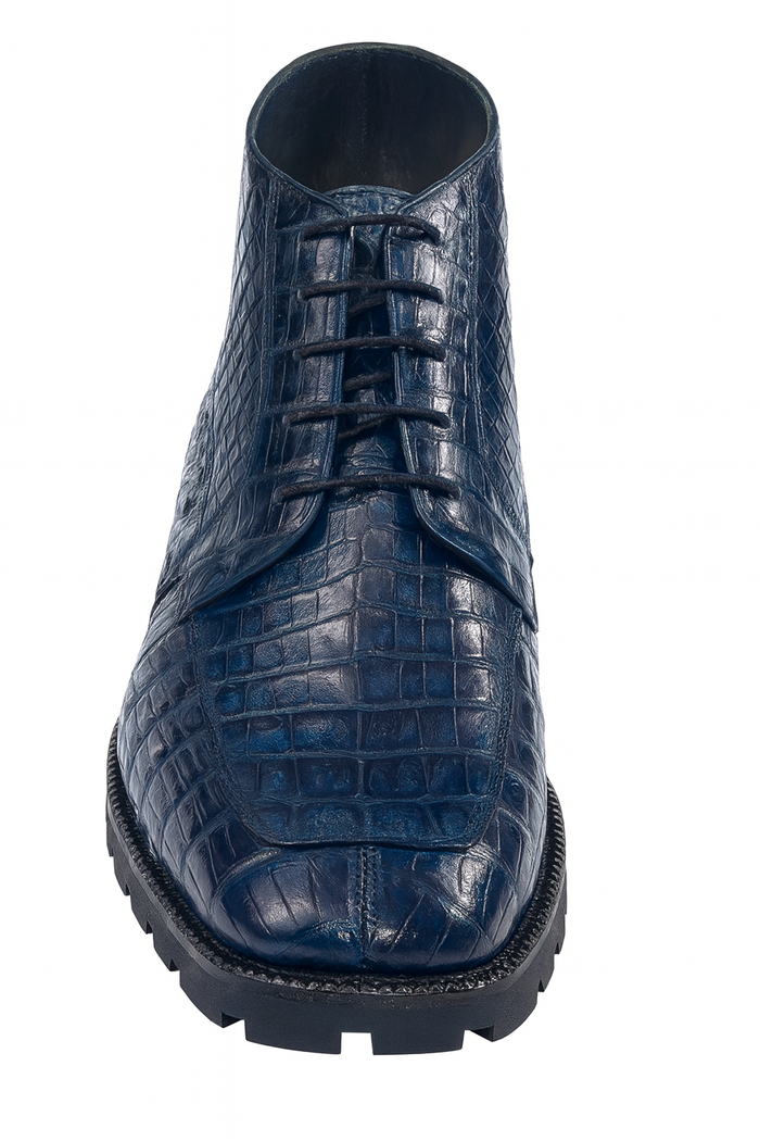 Navy Caiman Crocodile Ankle Boot by Los Altos