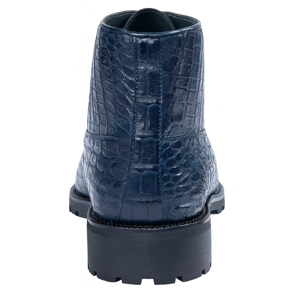 Navy Caiman Crocodile Ankle Boot by Los Altos