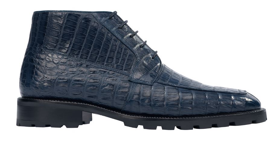 Navy Genuine Caiman Crocodile Belly Ankle Los Altos Boot