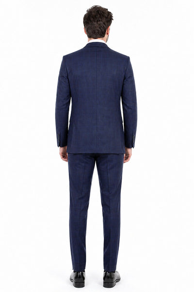 Navy Glen Plaid 3 Piece Suit by Vinci