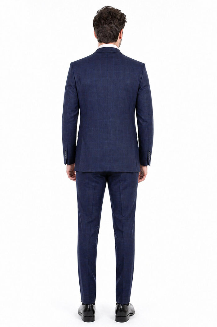 Navy Glen Plaid 3 Piece Suit by Vinci