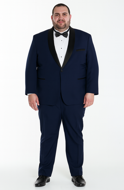 Navy Midnight Blue Tuxedo With Black Shawl Lapel Slim Fit - Wedding - Prom