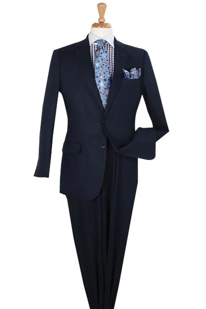 Classic Two Button Linen Summer Suit - Navy