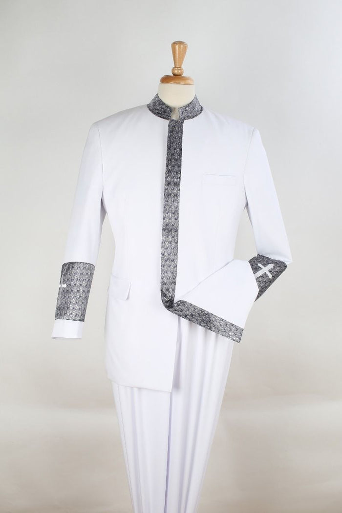 Apollo King Men's 2pc Nehru Style Suit Pastor Suit